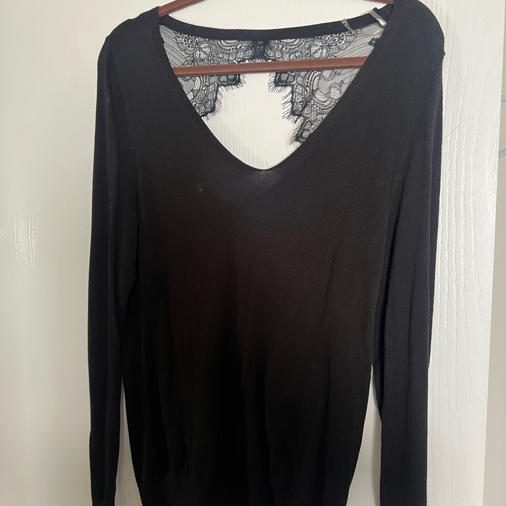 Black Maurice’s black lace sweater NWT